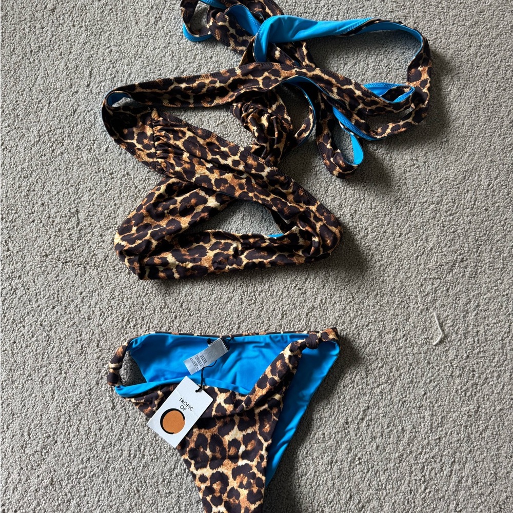 Leopard Print and Blue Bikini Set
